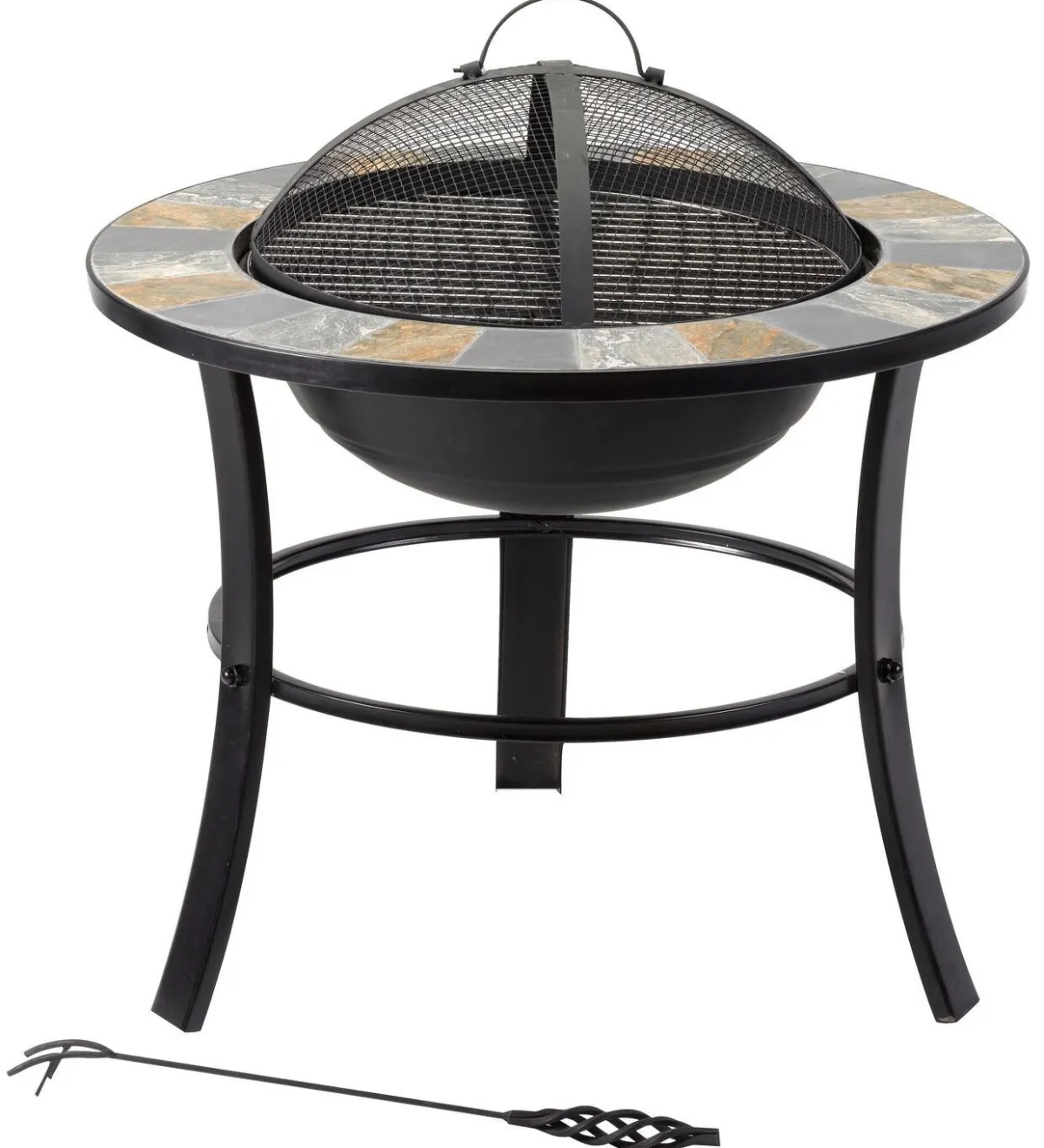 Outlet BADER Feuerstelle Stonegate mit stilvollem Schiefer-Mosaik-Finish SCHWARZ
