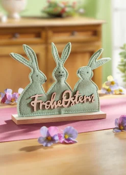 Sale BADER Filz-Hasen auf Holzsockel mint-natur