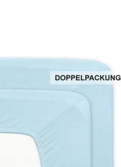 Online FLORELLA Flausch-Biber-Spannbetttücher aus Baumwolle BLAU
