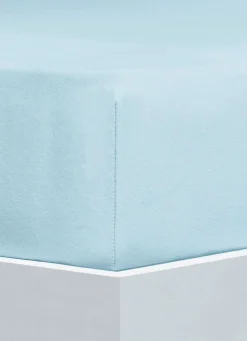 Online FLORELLA Flausch-Biber-Spannbetttücher aus Baumwolle BLAU