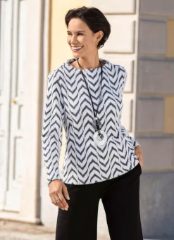 Discount laurakent Flauschige Shirt-Tunika von ECRU-SCHWARZ