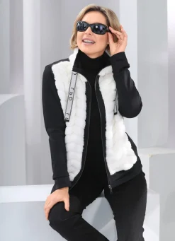 Discount Linea Primero Fleecejacke im aktuellen Materialmix SCHWARZ-NATURWEISS