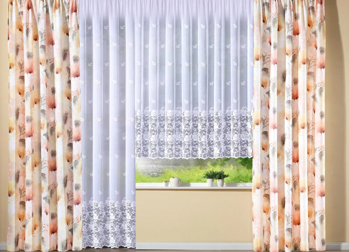 Outlet BADER Floral gestaltete Übergardine mit Universalschienenband MULTICOLOR