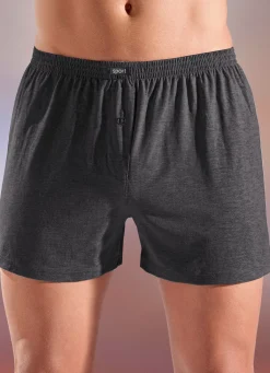 Best BADER Fünferpack Boxershorts aus BIO-Baumwolle mit Eingriff, uni und meliert 3X MARINE, 2X ANTHRAZIT MELIERT