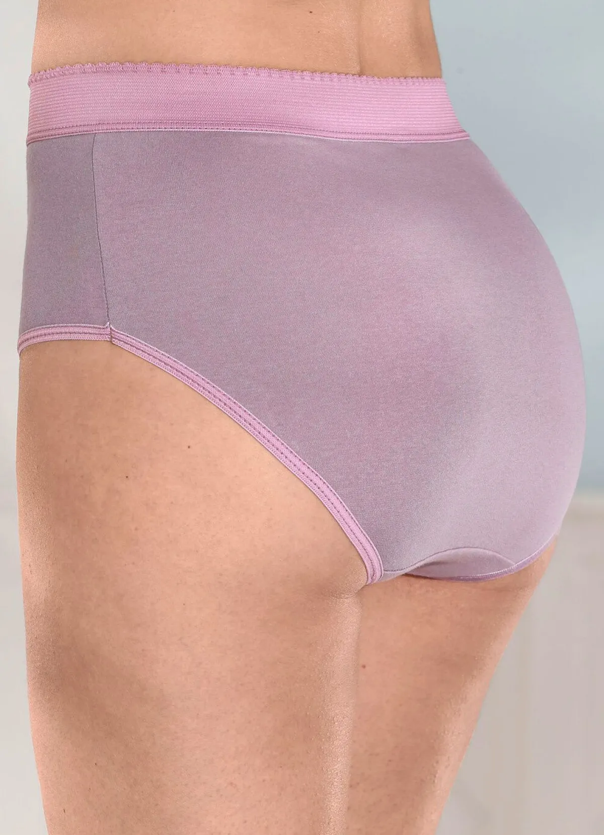 Clearance BADER Fünferpack Formslips mit verstärkter Bauchpartie 3X MAUVE-LILA BEDRUCKT, 2X MAUVE