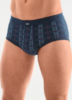 Best BADER Fünferpack Slips aus Feinripp 3X MARINE-BUNT, 2X TAUBENBLAU-BUNT