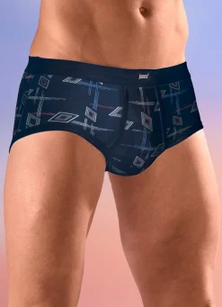 Clearance BADER Fünferpack Slips mit Alloverdessin 3X WEISS-BUNT, 2X MARINE-BUNT