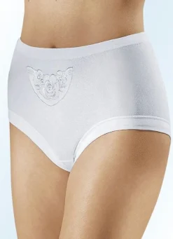 BADER Fünferpack Slips mit Batistmotiv WEISS