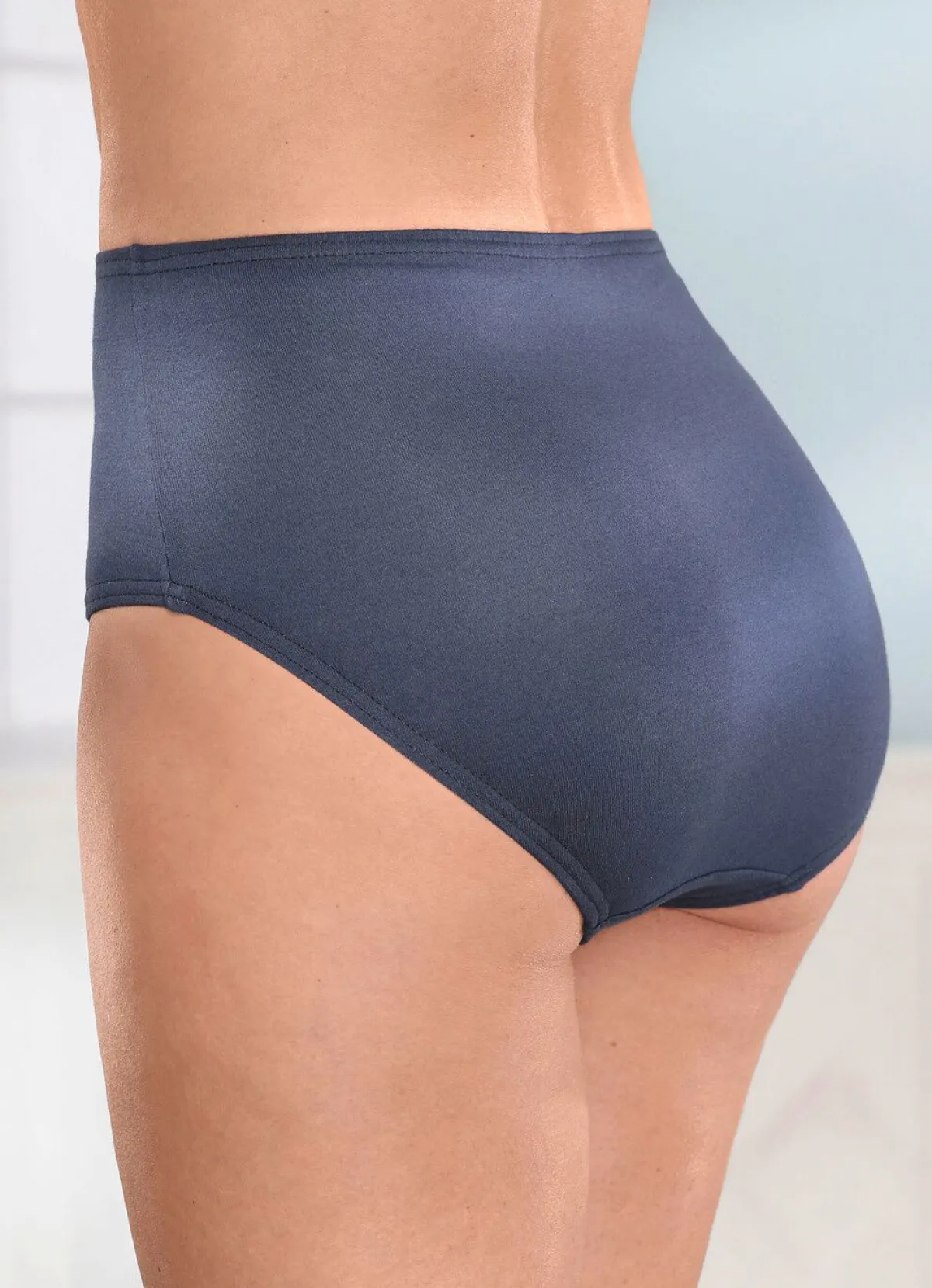 BADER Fünferpack Slips mit Gummizug im Bund 3X MARINE, 2X WEISS