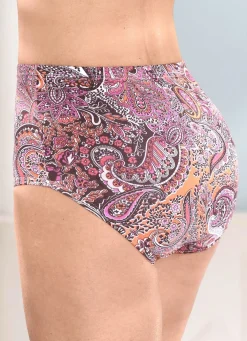 BADER Fünferpack Slips mit Paisley-Dessin BRAUN-ORANGE-BUNT
