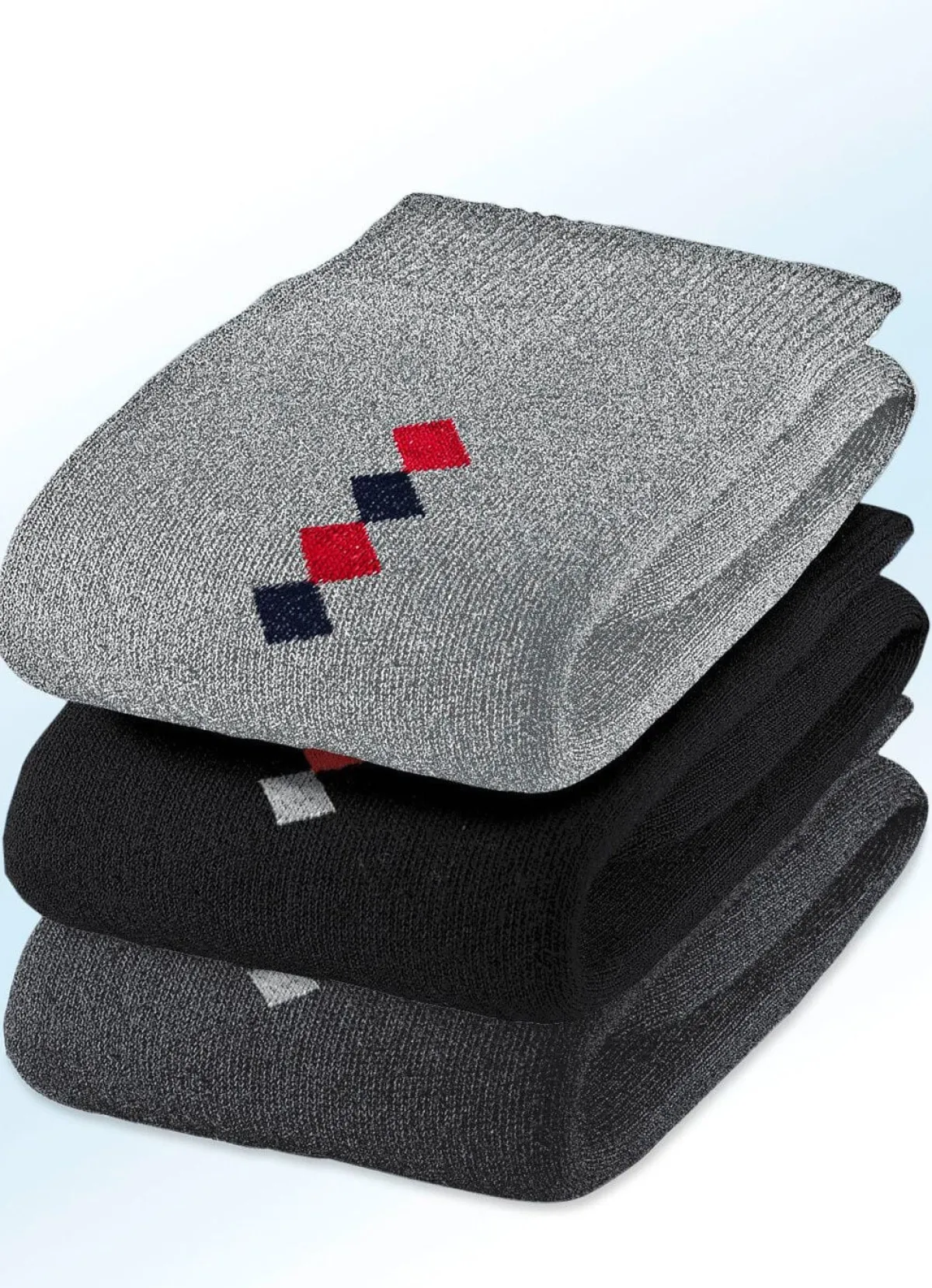 BADER Fünferpack Socken mit handgekettelter Spitze und druckfreiem Bund
