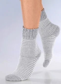 Best BADER Fünferpack Socken mit kuscheliger Frottier-Innenseite 1X GRAU-WEISS, 1X GRAU, 1X SCHWARZ-WEISS, 2X SCHWA