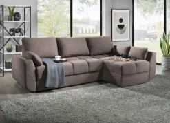 Clearance BADER Frei im Raum aufstellbare Polsterecke mit Bettfunktion BRAUN