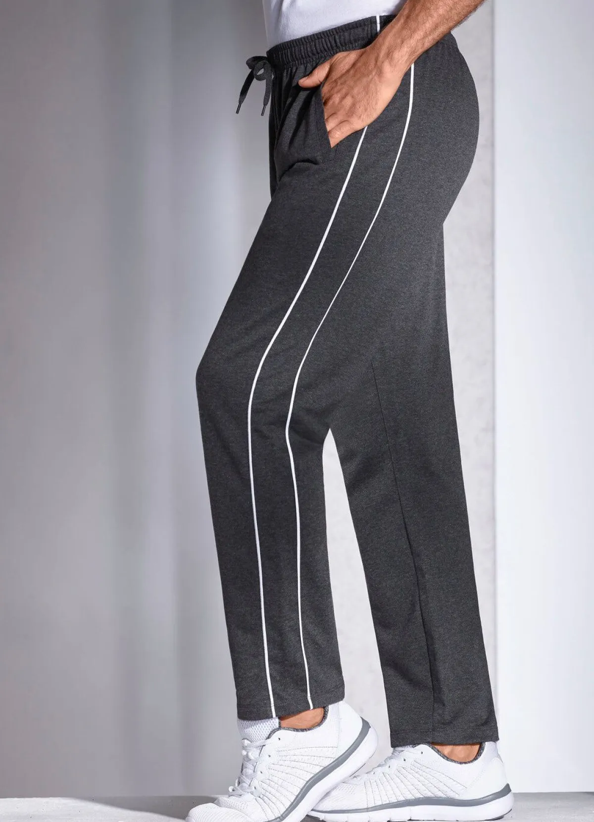 Best BADER Freizeithose mit seitlichen Paspeln ANTHRAZIT MELIERT