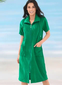 Online BADER Frottier-Kleid mit durchgehendem Reißverschluss GRÜN