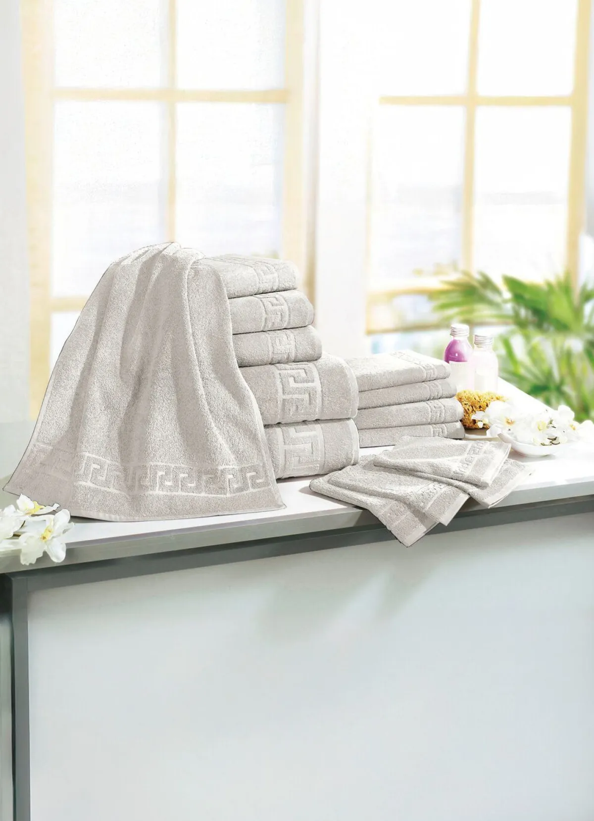 Sale BADER Frottierserie mit Mäander-Jacquard-Struktur SILBER