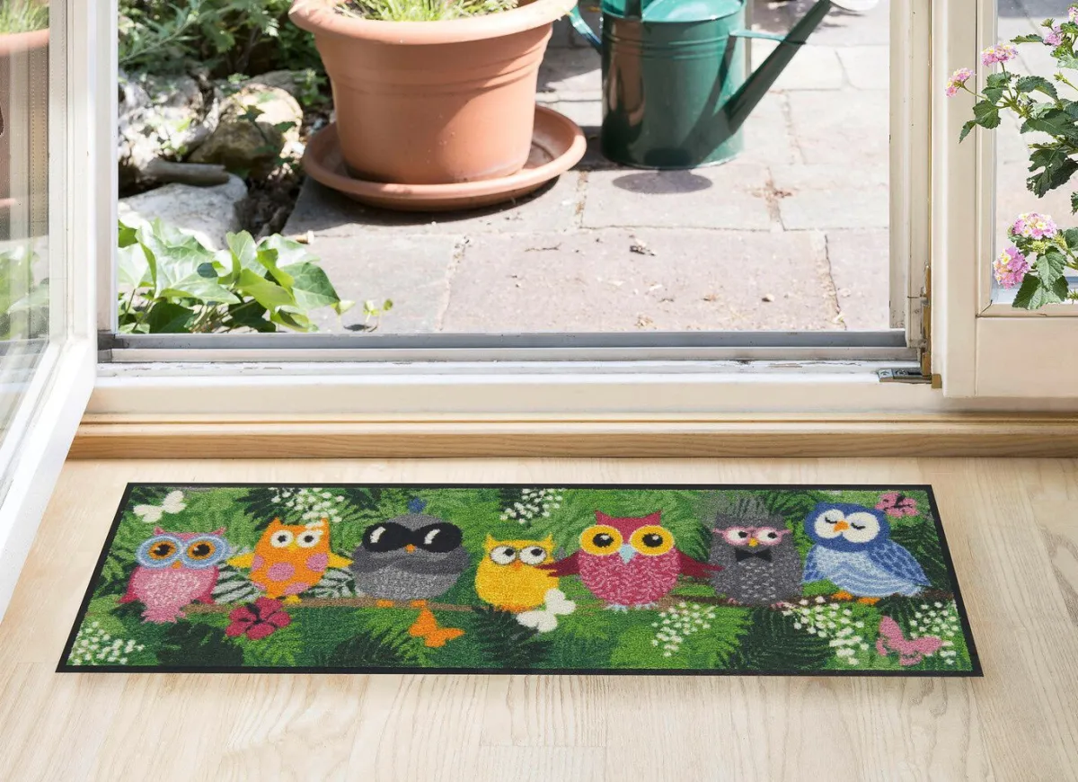 New BADER Fußmatte mit Eulen-Motiv BUNT