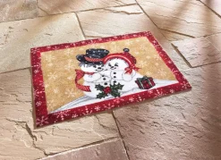 Hot BADER Fußmatte mit Schneemann-Motiv ROT-BEIGE