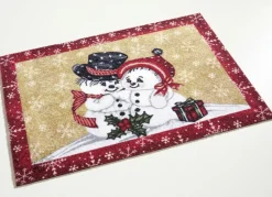 Hot BADER Fußmatte mit Schneemann-Motiv ROT-BEIGE