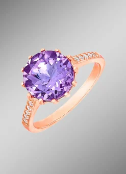Hot BADER Funkelnder Damenring mit echt Amethyst und synth. Zirkonia