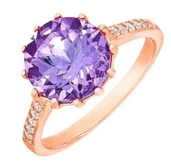Hot BADER Funkelnder Damenring mit echt Amethyst und synth. Zirkonia