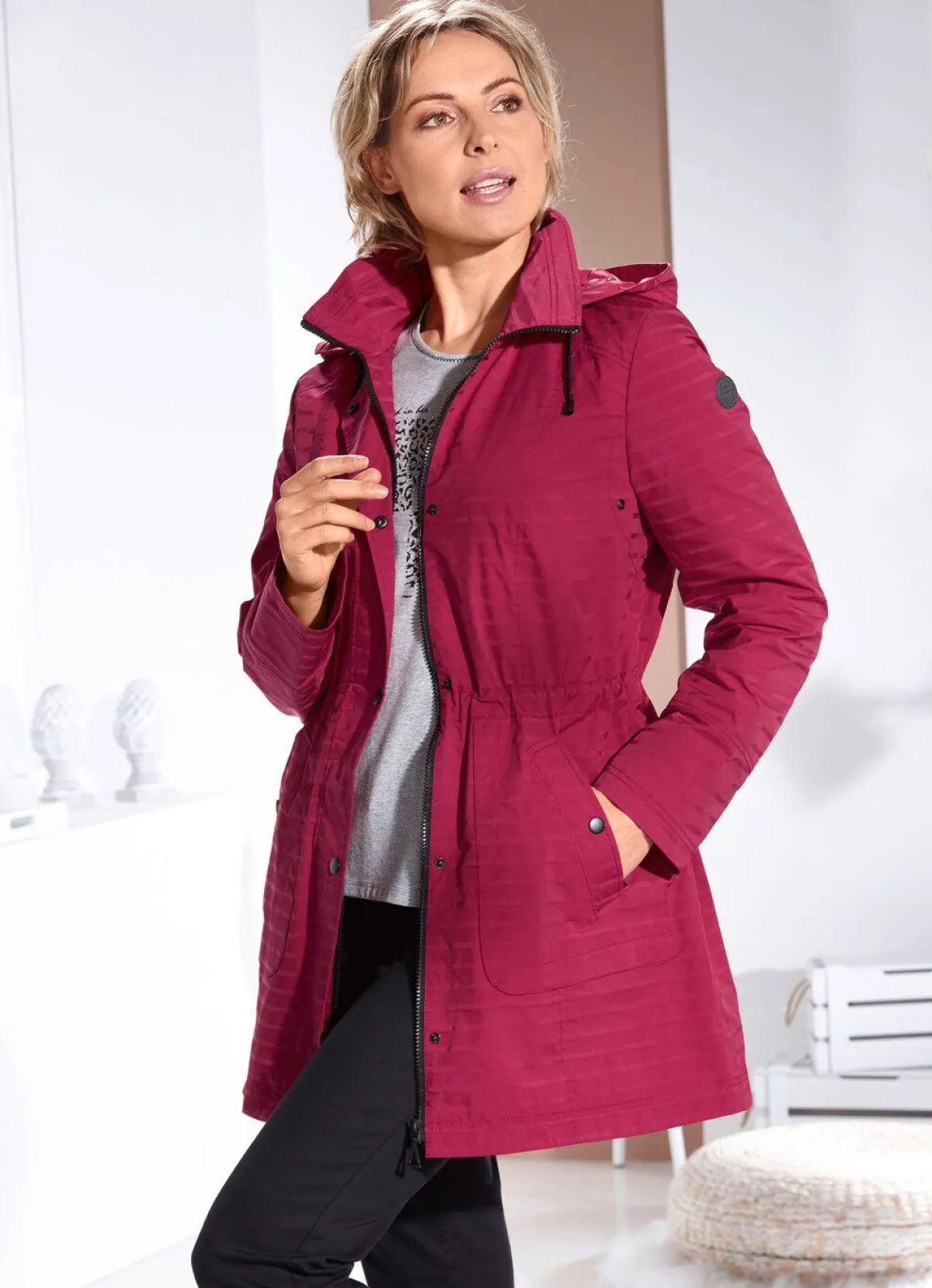 Online BADER Funktionsjacke mit dezentem Streifendessin RUBINROT