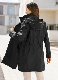 Hot BADER Funktions-Kurzmantel in Trench-Optik SCHWARZ