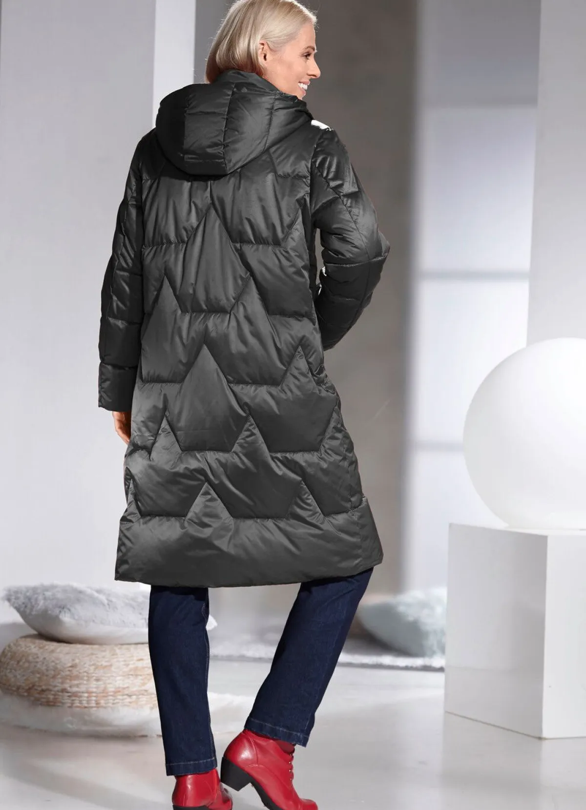 Online BADER Funktionsmantel im Puffer-Style PLATIN