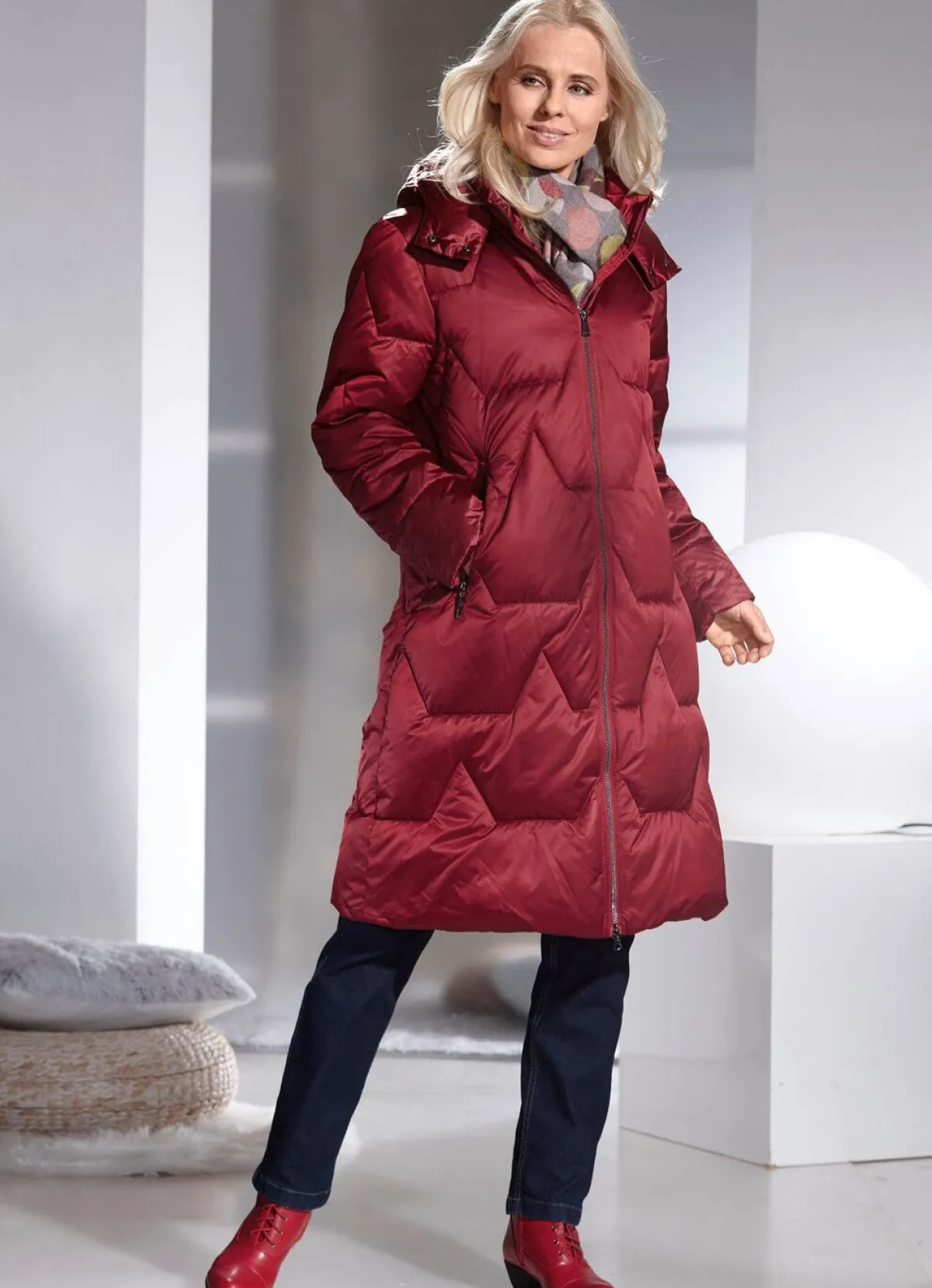 BADER Funktionsmantel im Puffer-Style BURGUND