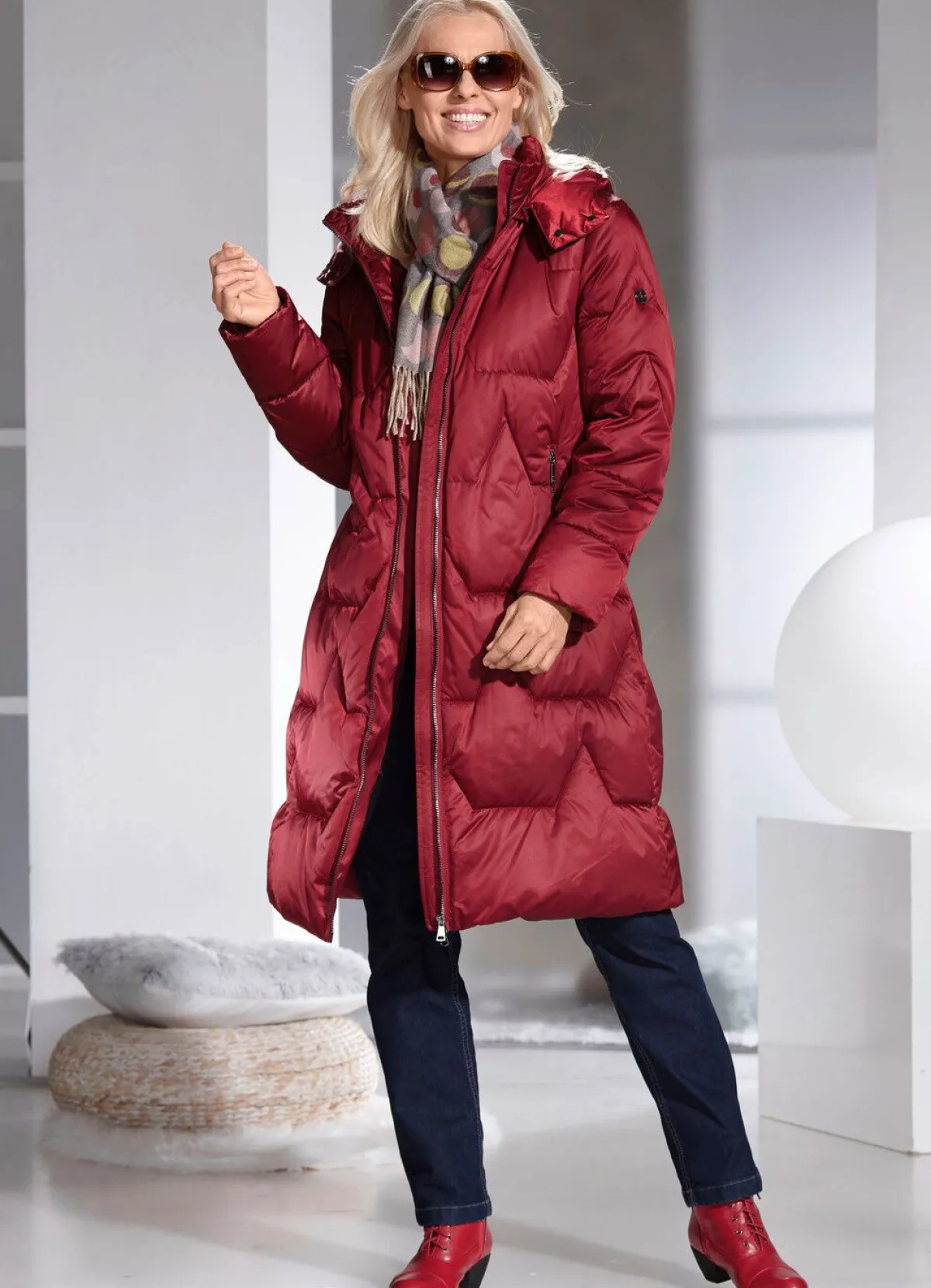BADER Funktionsmantel im Puffer-Style BURGUND