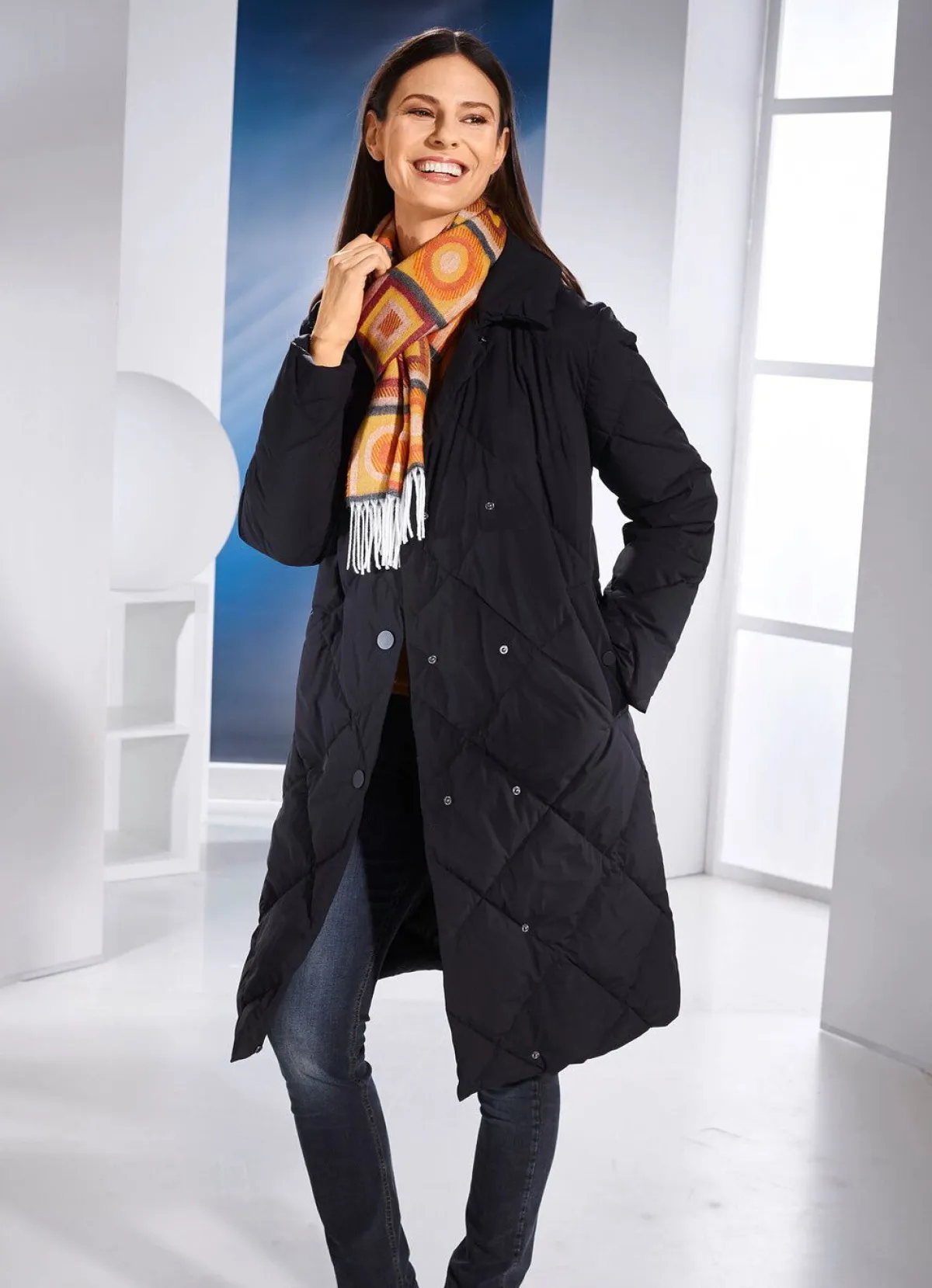 Discount BADER Funktionsmantel mit Rautenstepp SCHWARZ