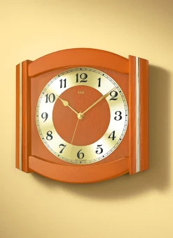 Outlet BADER Funk-Wanduhr aus massivem Holz KIRSCHBAUM
