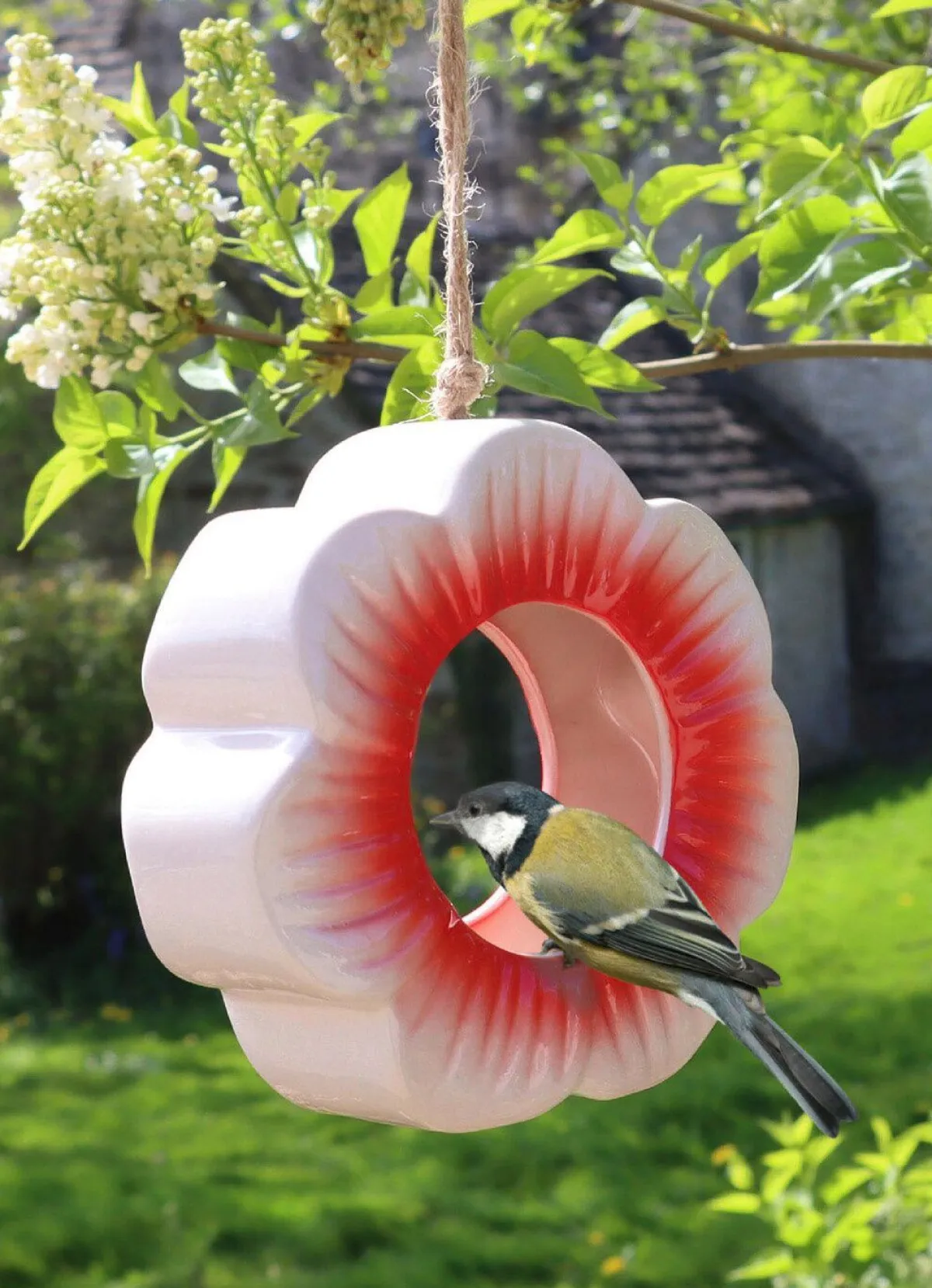 BADER Futterstelle Mohnblume aus glasierter Keramik ROSA