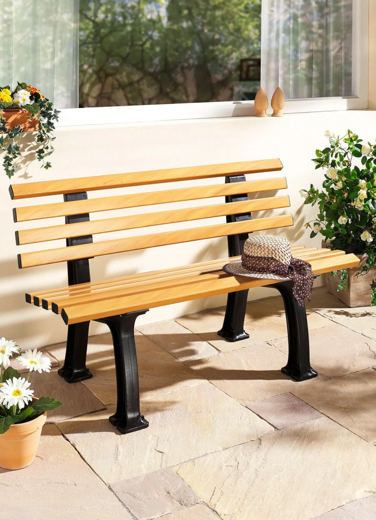 Best BADER Gartenbank aus Kunststoff in Holzoptik BRAUN