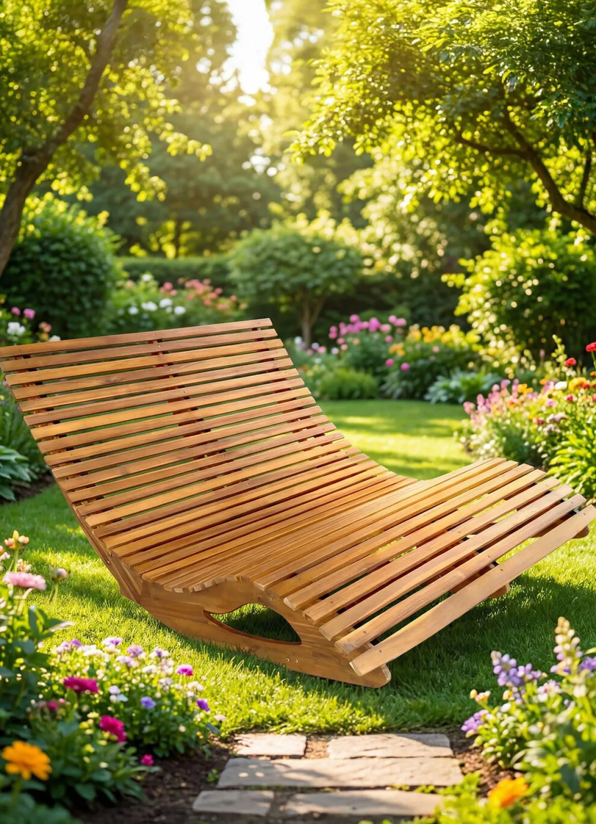 Sale BADER Garten Liege aus Akazienholz braun