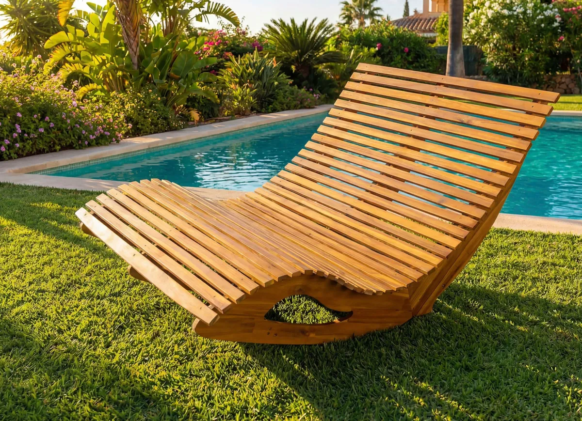 Sale BADER Garten Liege aus Akazienholz braun