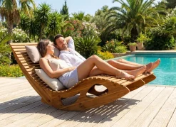 Sale BADER Garten Liege aus Akazienholz braun
