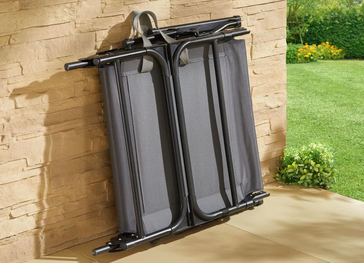 Discount BADER Gartenliege 2 in 1 mit zusätzlichem Kopfkissen GRAU-SCHWARZ