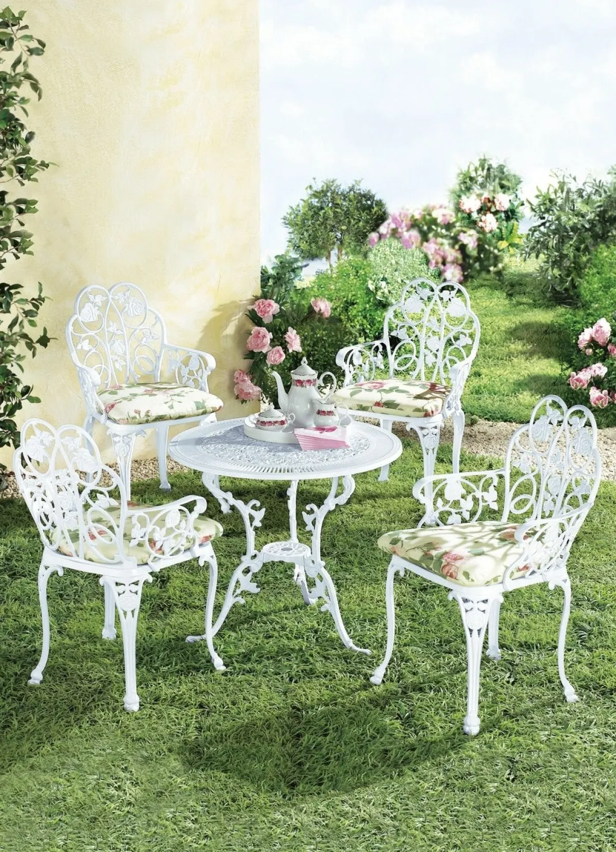 New BADER Gartenmöbel Dornröschen aus solidem Aluminiumguss WEISS