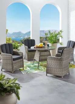 Sale BADER Gartenmöbel-Serie mit witterungsbeständigem Halbrundgeflecht GRAU