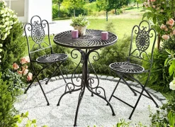 Sale BADER Gartenmöbel-Set, 3-teilig, aus Metall SCHWARZ