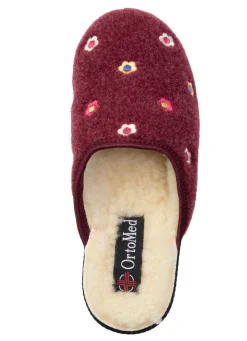 Outlet BADER Gefütterte Damen-Hausschuhe, mit Schurwolle BORDEAUX