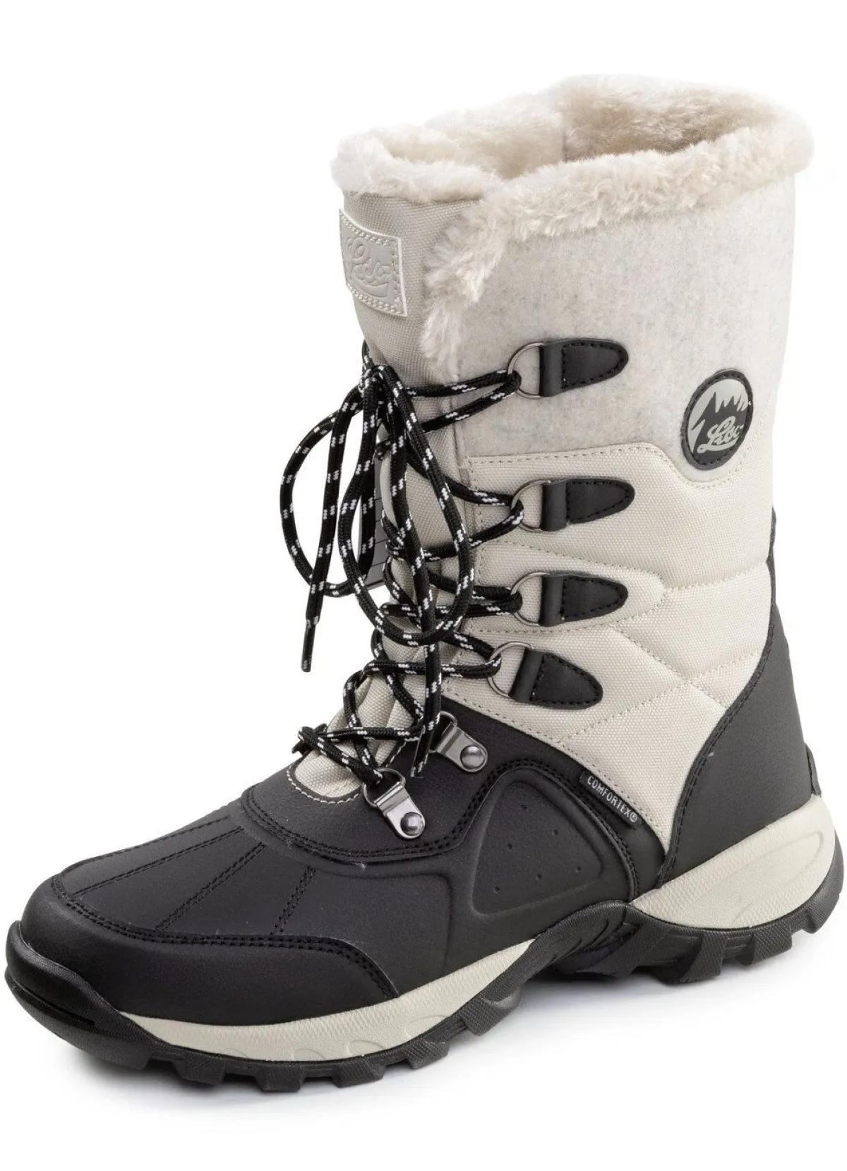 Online BADER Gefütterte Damen-Stiefel, Winterschuhe, mit Reißverschluss ECRU-SCHWARZ