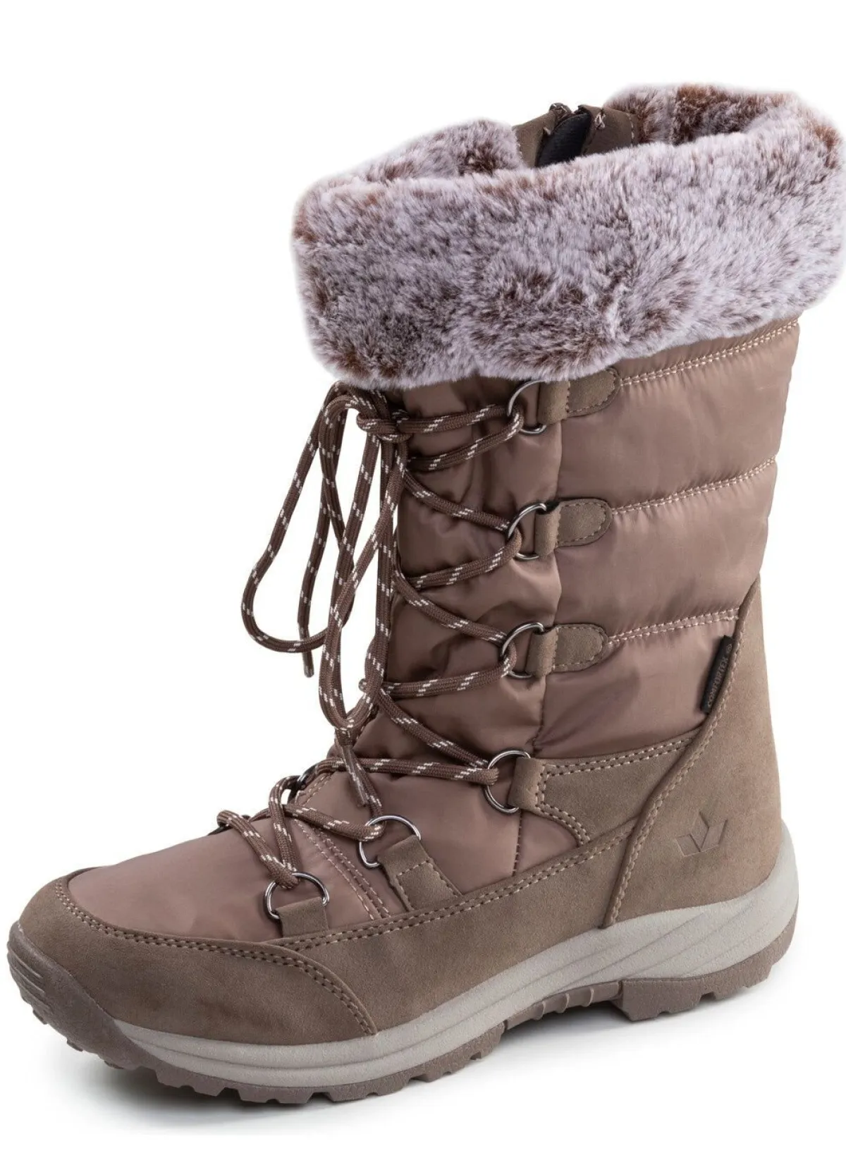 BADER Gefütterte Damen-Stiefel, Winterschuhe, mit Reißverschluss TAUPE