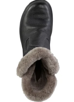 Outlet BADER Gefütterte Damen-Stiefeletten, Winterschuhe, mit Lammfell SCHWARZ