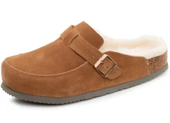 Sale BADER Gefütterte Herren-Clogs, mit Lammfell COGNAC