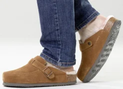 Sale BADER Gefütterte Herren-Clogs, mit Lammfell COGNAC