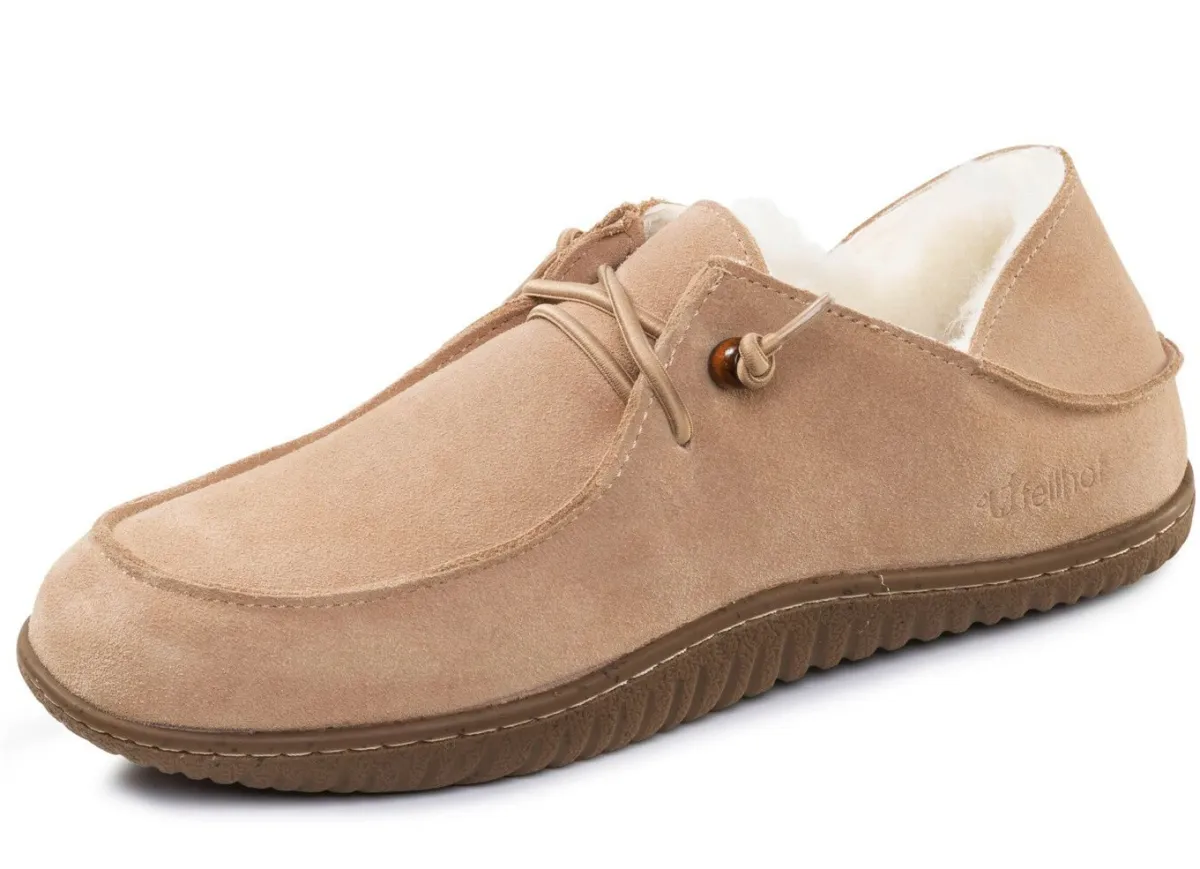 New BADER Gefütterte Herren-Slipper, Winterschuhe, mit Lammfell BEIGE