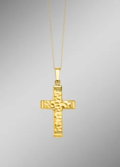 Hot BADER Gehämmerter Kreuz-Anhänger aus Gold