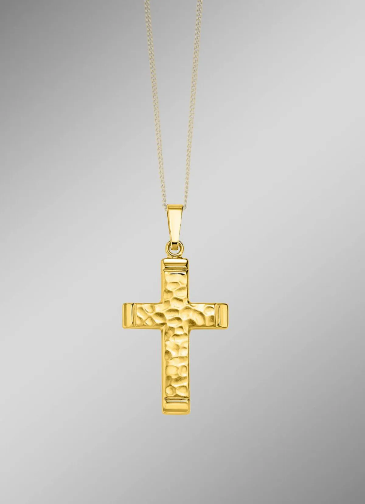 Hot BADER Gehämmerter Kreuz-Anhänger aus Gold